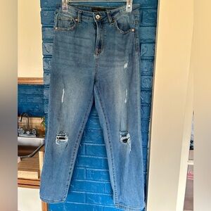 Kendall &‎ Kylie Blue Straight Leg Jeans with Distressed Details
